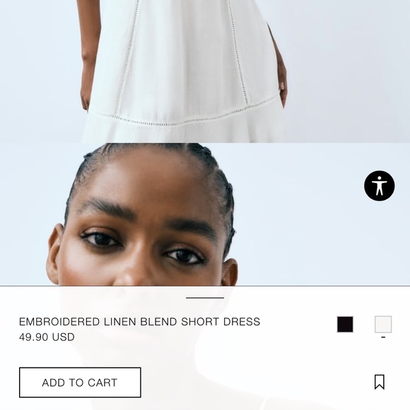 Zara White SHORT EMBROIDERED DRESS - size XS - Picture 8 of 10